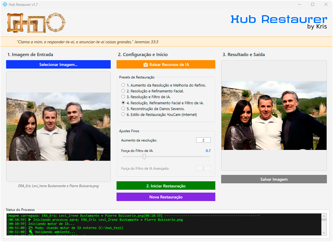 Hub Restaurer Interface Principal